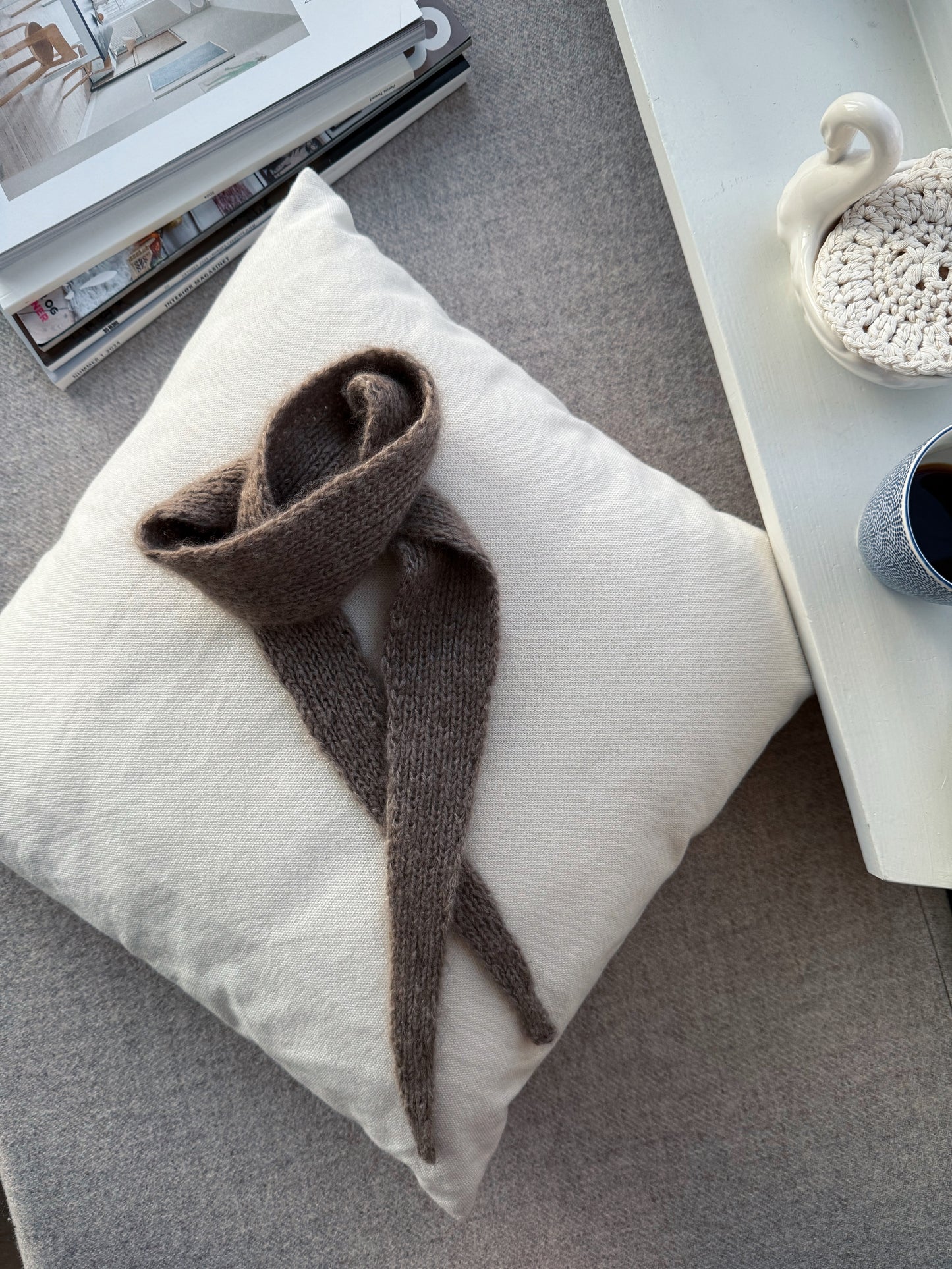 Oppskrift strikket skjerf dame/herre. Zero waste. 